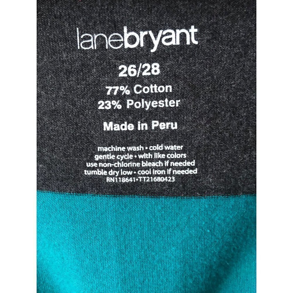 Woman's Plus Size 26/28 Lane Bryant Shirt Striped with Blue Yellow Teal - Picture 4 of 7